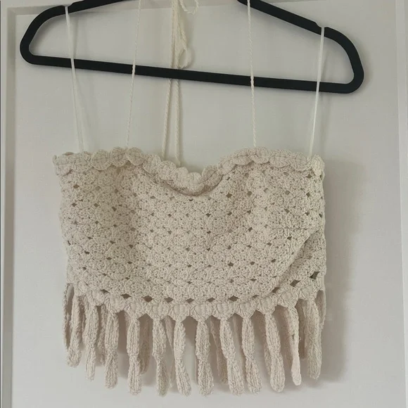 VICI Sweet Escape Fringe Crochet Crop Top & Maxi Skirt Set- large - Picture 8 of 12